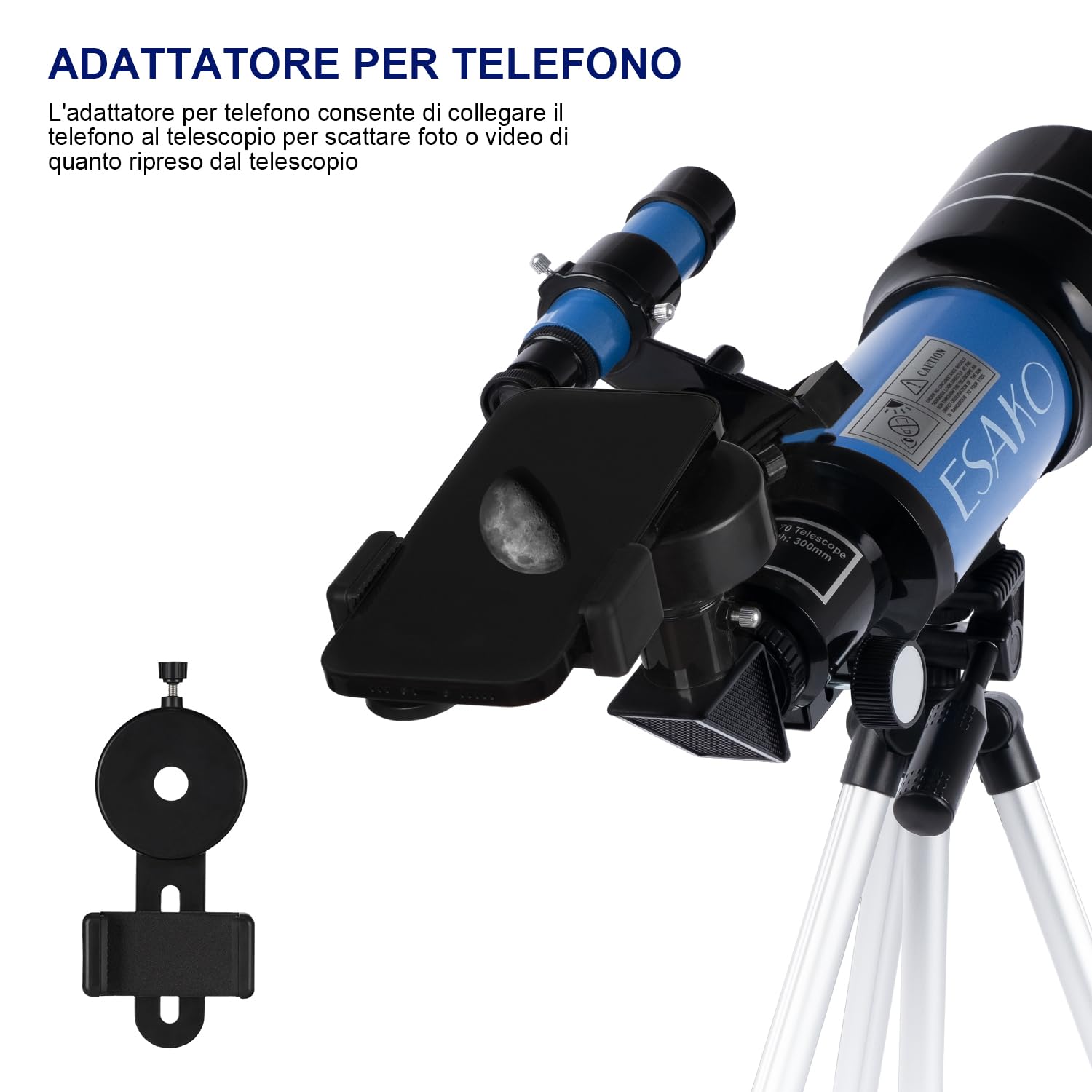 Telescopio Bambini ESAKO 70mm - Con Treppiede, 3 Oculari, Adattatore Telefono, Ideale Per Principianti