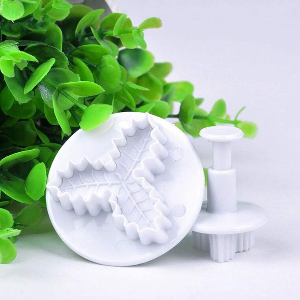 Hithop Trefoil Cake Mold, Fondant Cake Decoration Mold Printing Biscuit Cutting Mold Stamping DIY Fondant Cake Mold Baking Utensils Cake Baking Tools White 2PCS