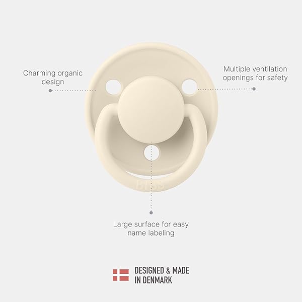 BIBS De Lux Dummies 2-Pack, BPA Free Dummy Pacifier, Round Nipple. Natural Rubber Latex, Size 1 (0-6 Months), Ivory/Sage - 4
