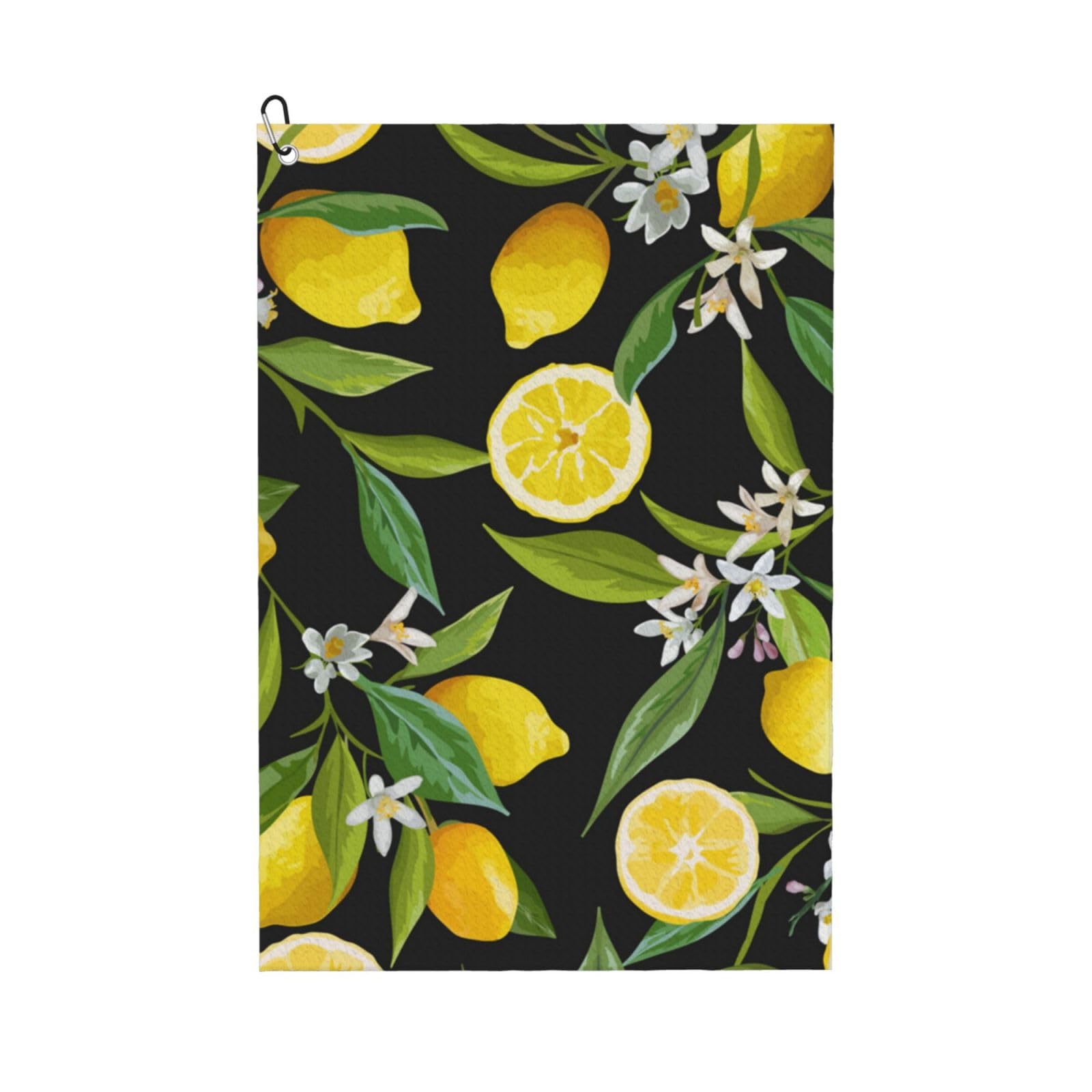 Hnnkloy Fruit Lemon Pattern, 16x24 in Portable Waffle Golf Towels with Carabiner Clip for Golf Bag