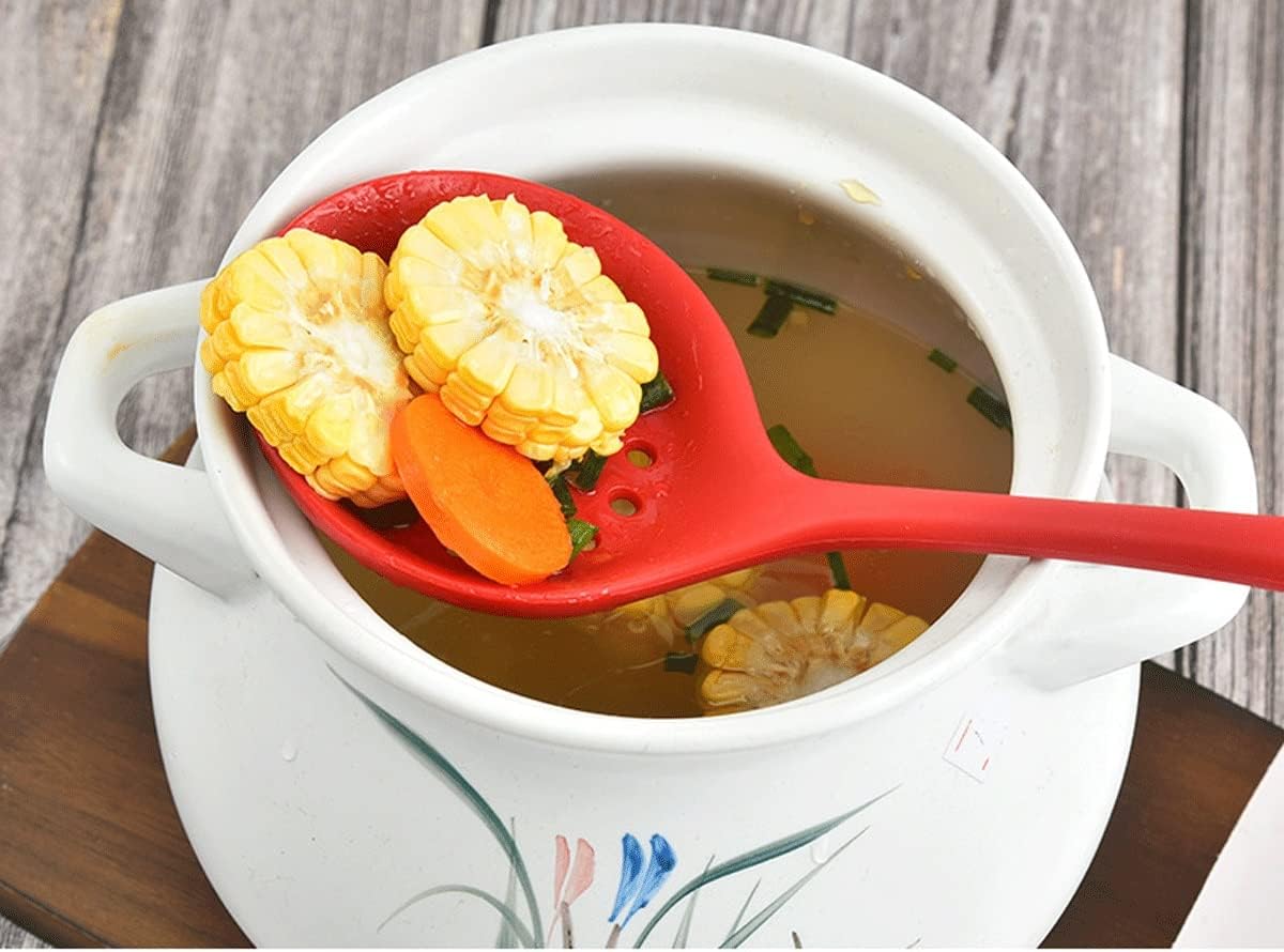 Silicone Kitchen Utensil Set, Serving and Mixing Spoons,Five-Piece Set of Spatula, Rice Spoon, Food Clip, Colander(5 Piece Set) (Color : Black) (Black)