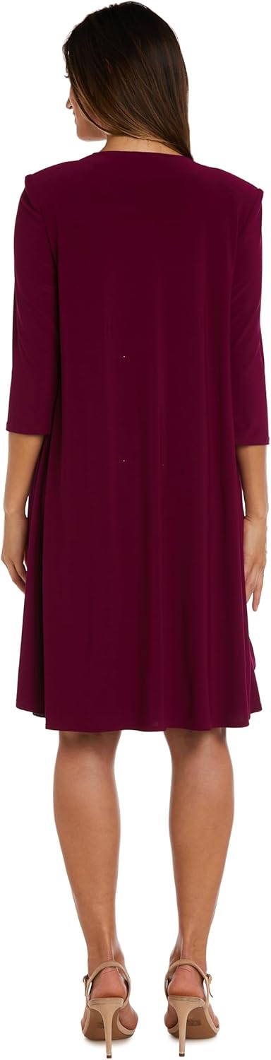 R&M Richards 2PC Double Border Puff Printed Sheath Dress W/ 3/4 Sleeves Jacket