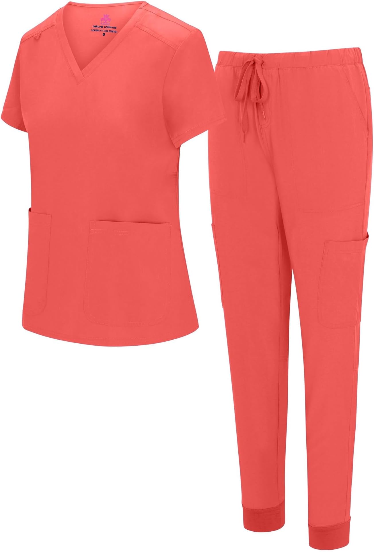 Natural Uniforms Womens Essential Cool Stretch Jogger Scrub Set with Regular and Petite Sizes