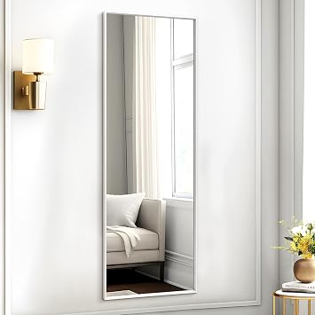 AAZZKANG Mirror Full Length Large Hanging Mirrors with Metal Framed 120x40cm Rectangle for Bedroom Living Room Bathroom Entryway White