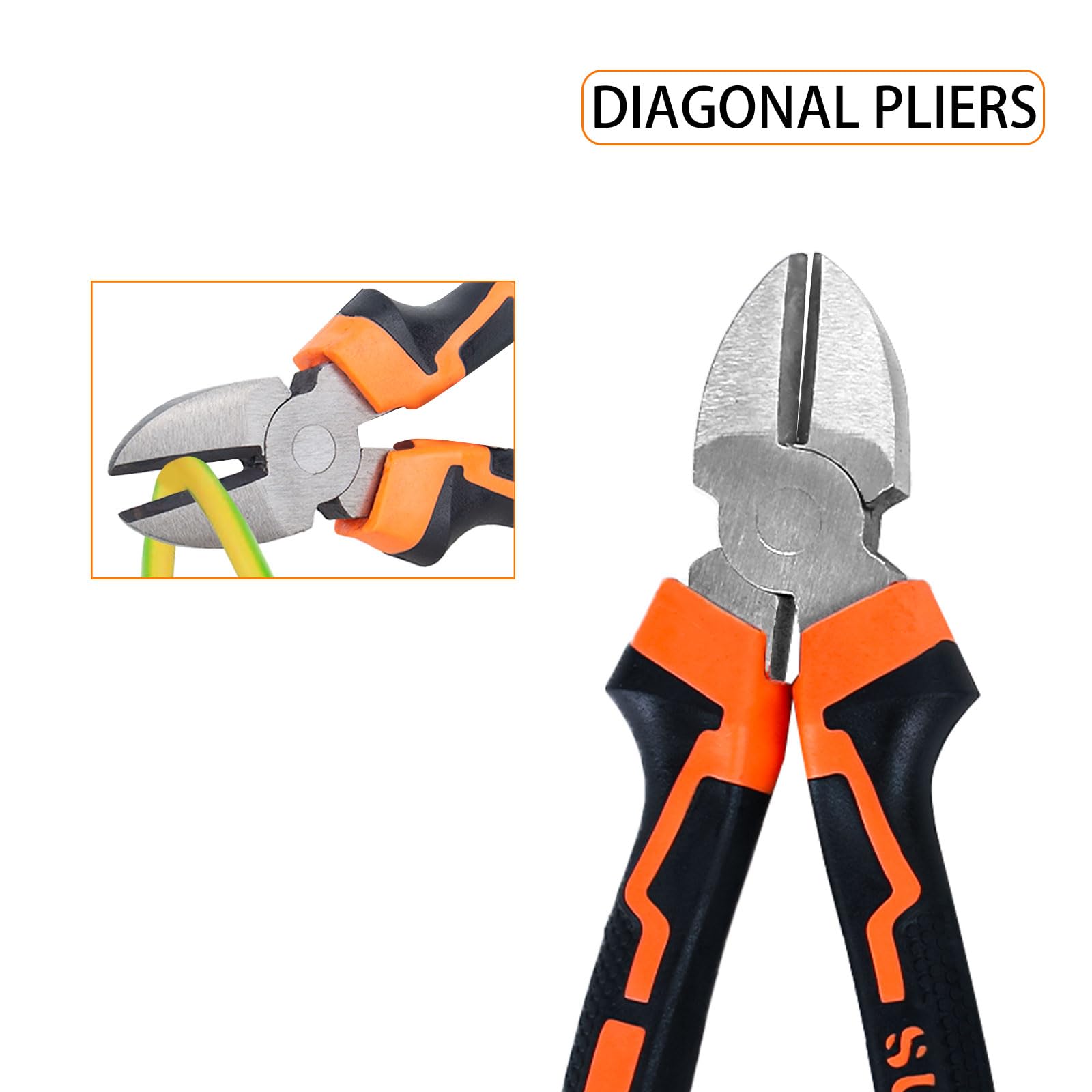 Set di 3 pinze: tronchese laterale, gioielli, elettricista, combinazione, naso ad ago, elettrici, pinze da taglio laterali per riparazioni professionali fai-da-te