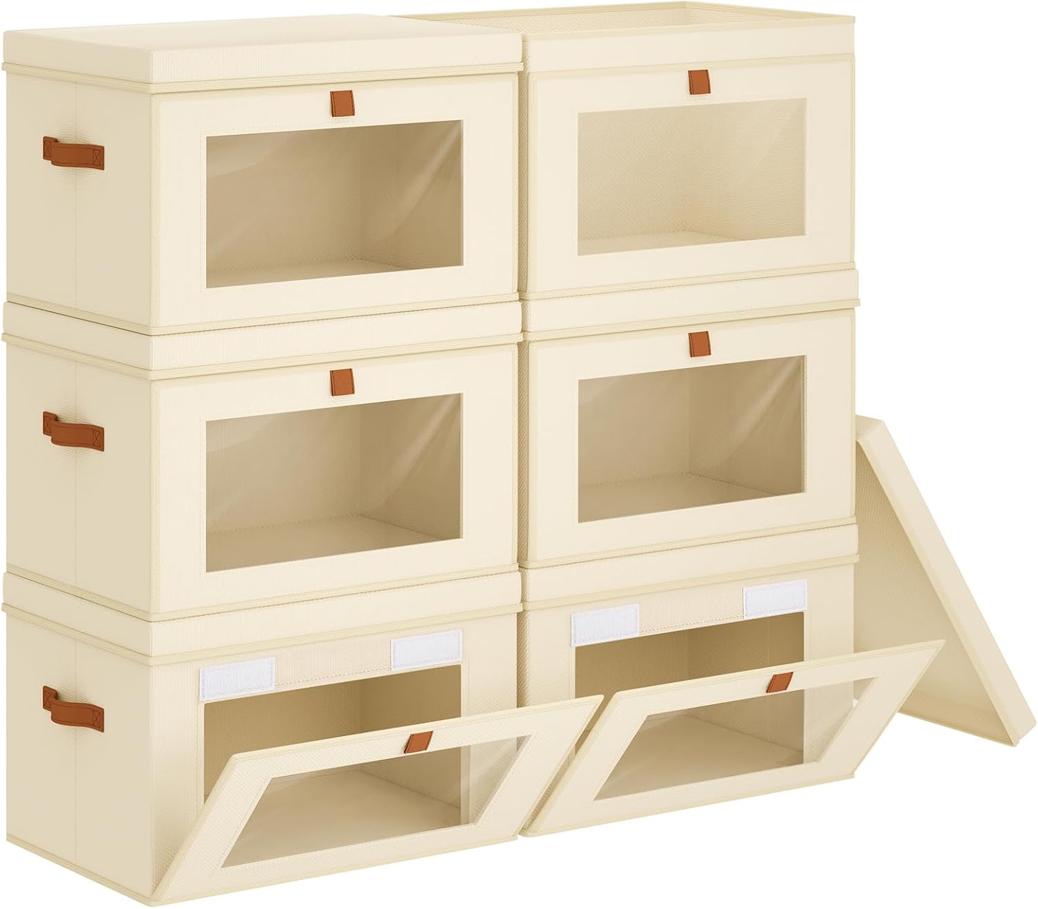 Homsorout Storage Bins with Lids - Closet Organizer with Front Opening