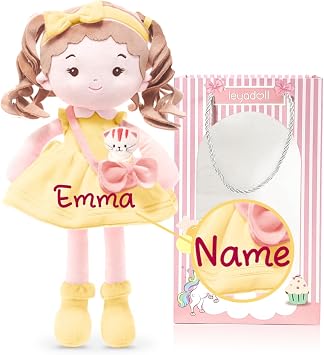 LeyaDoll Personalized Soft Baby Doll 16'',Rag Doll for 1 Year Old Girl Gift