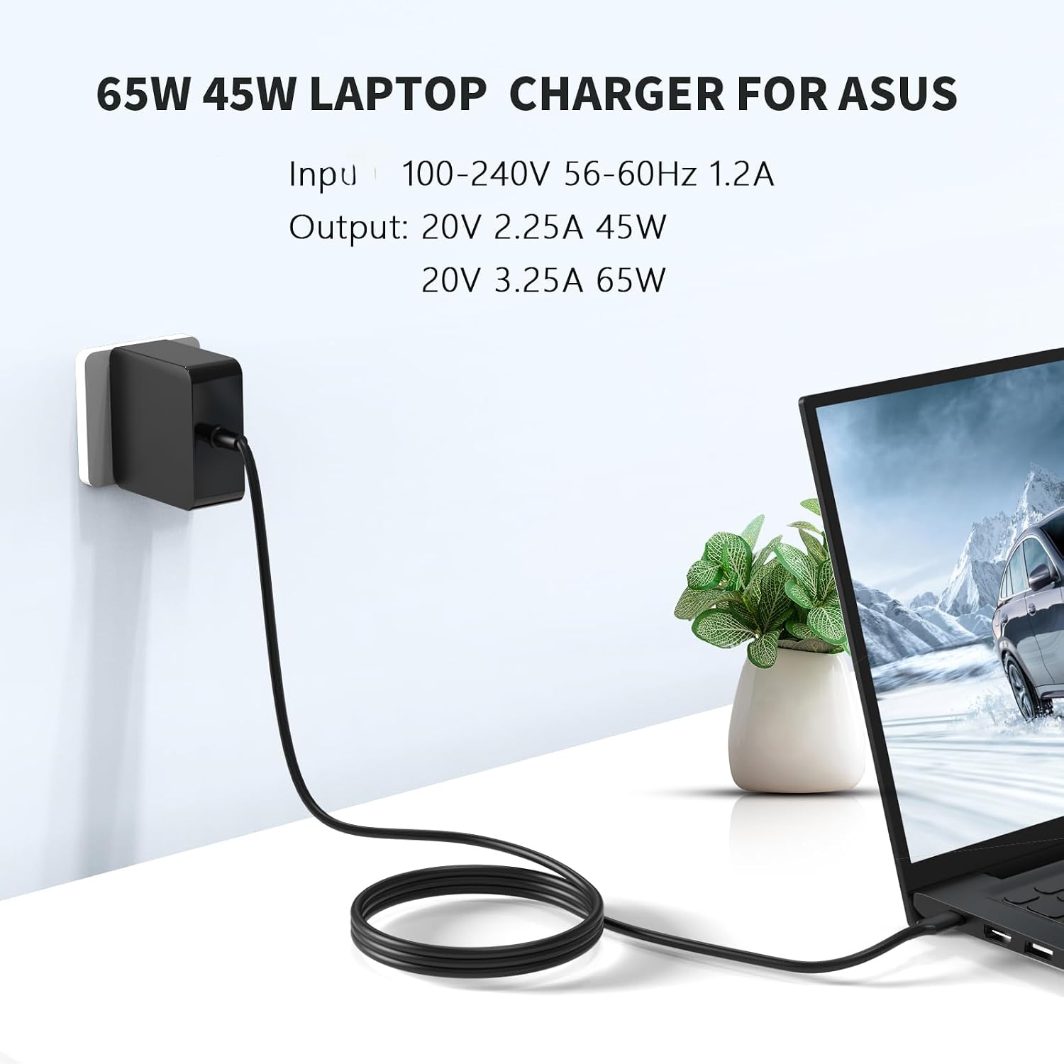 65W 45W USB-C Laptop Charger Compatible with ASUS Chromebook ZenBook image 2