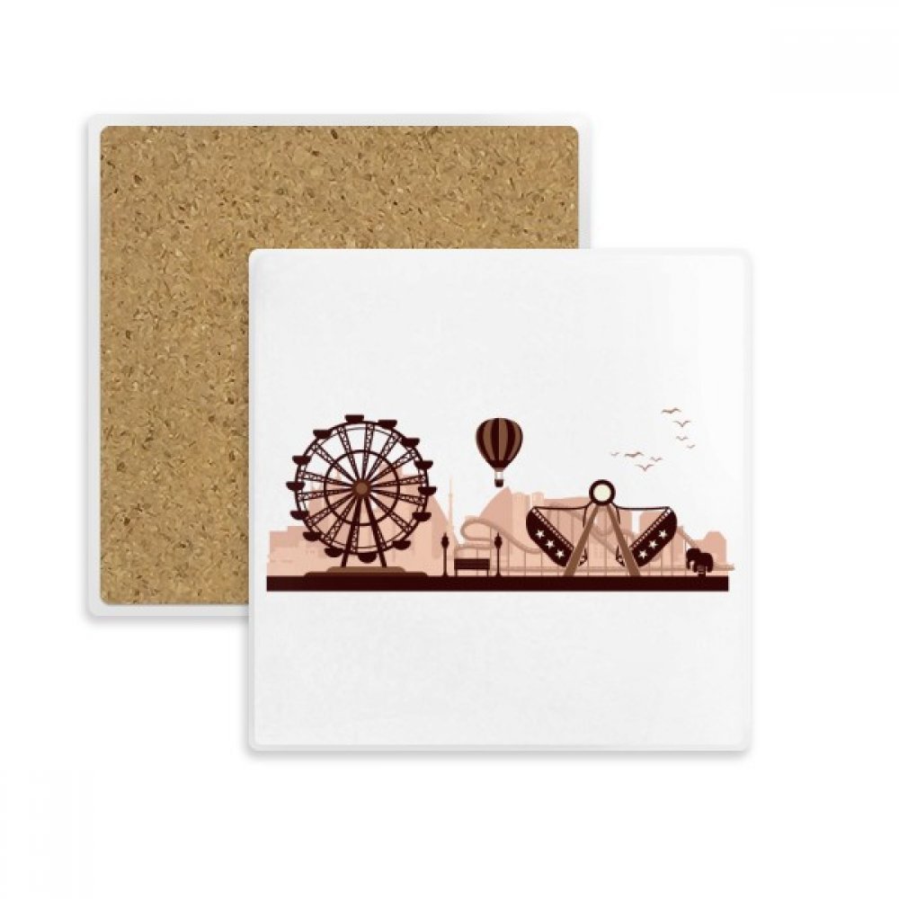 Pierre Porte-Absorbant pour tasse au design silhouette noire de parc d'attractions
