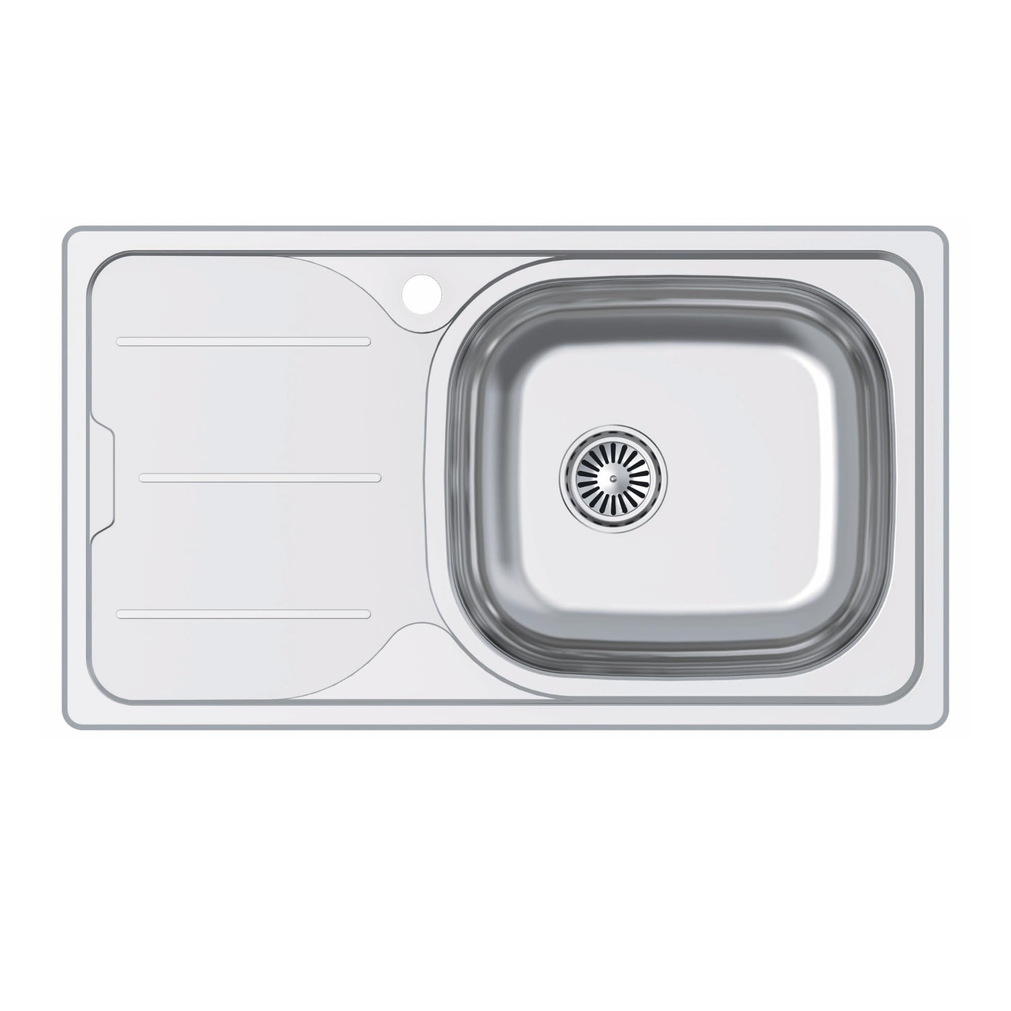CATA Fregadero CDS-1 EI/A Cubeta Cuadrada Escurridor Instalación Mueble 45 CM Base Fonoabsorbente Acero Inoxidable Válvula Canasta Acabado Inox
