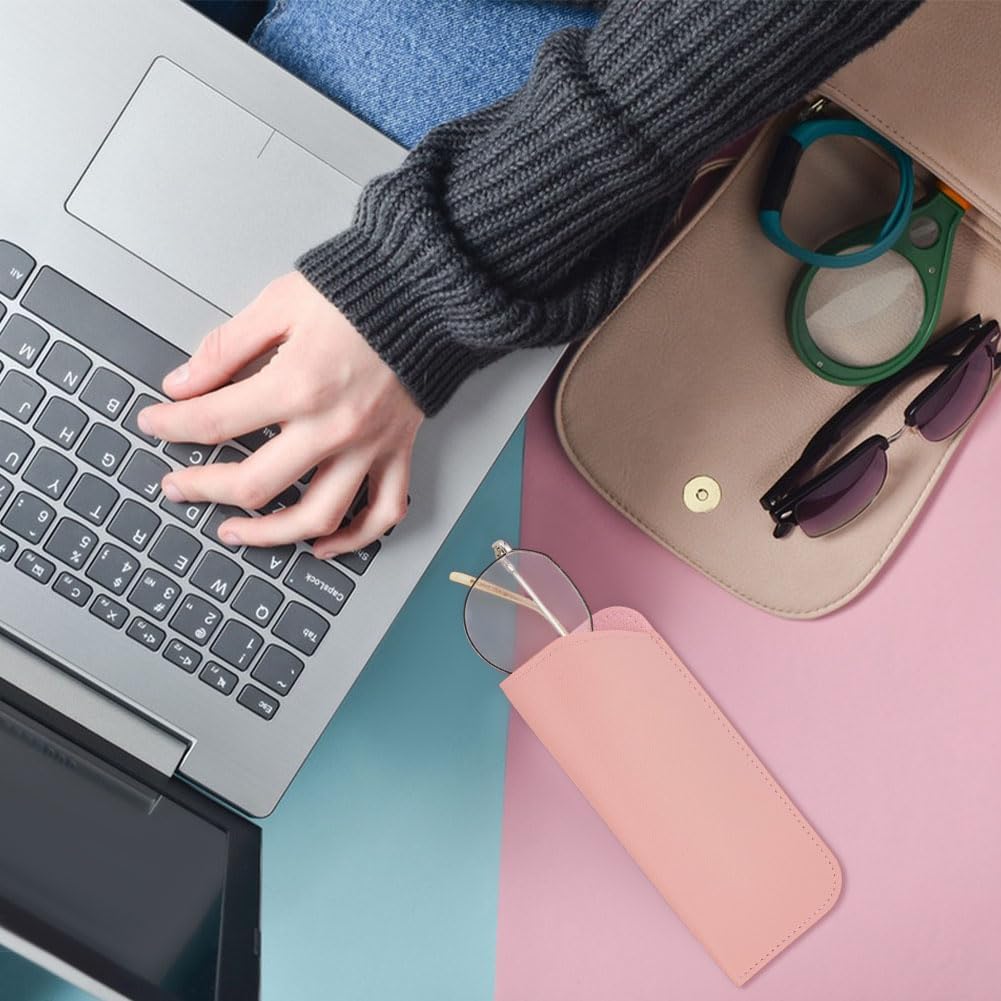 12Pcs 12 Colors Glasses Case Imitation Leather Eyeglass Case Soft Eyeglass Pouches Multicolor Portable Travel Glass Storage Pouch Reading Eyewear Glasses Protector for Woman Man