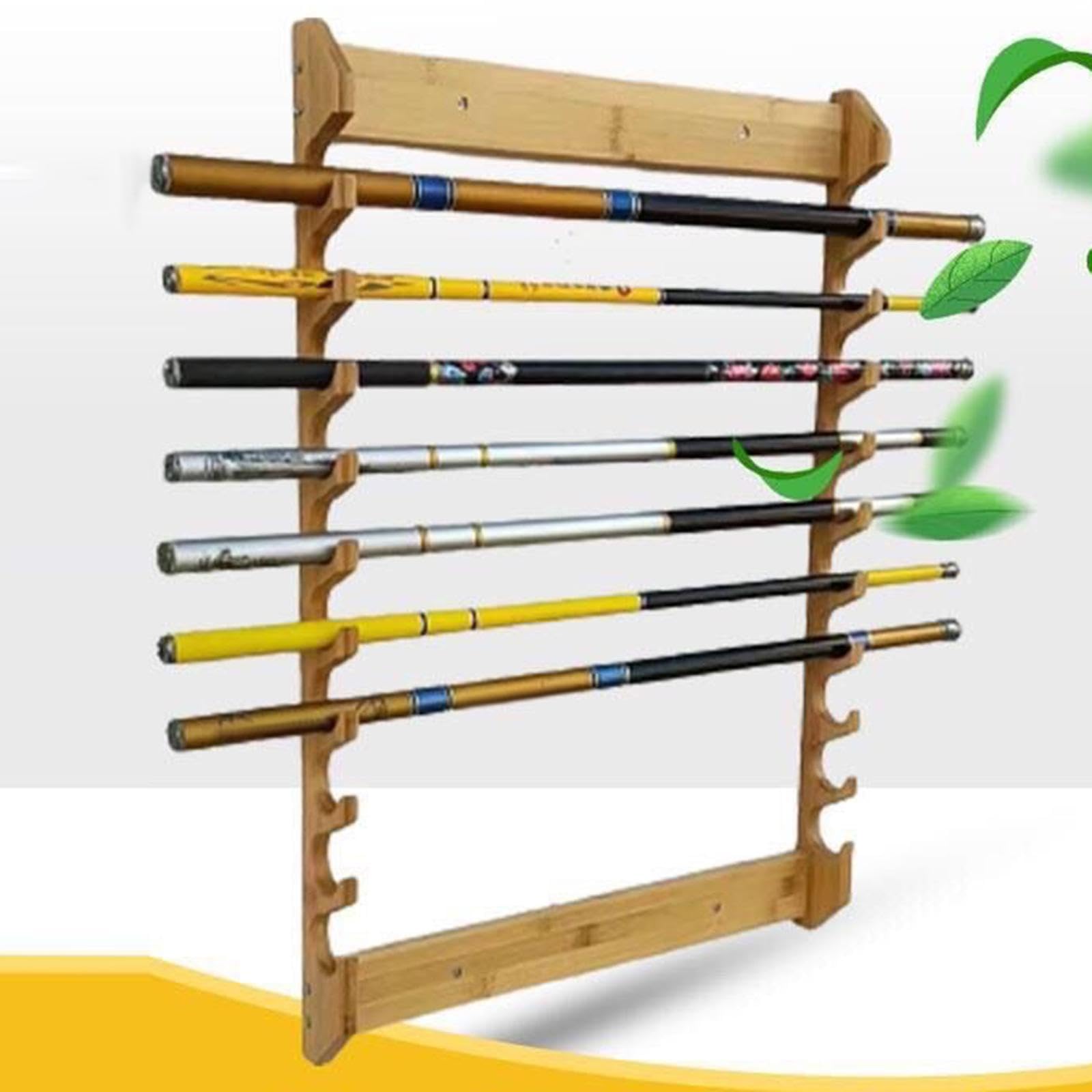 Porta Canne da Pesca, Organizer Multistrato in Legno, Supporto per Canne da Pesca, Espositore per Stecche da Biliardo, Ideale per Casa, Regal