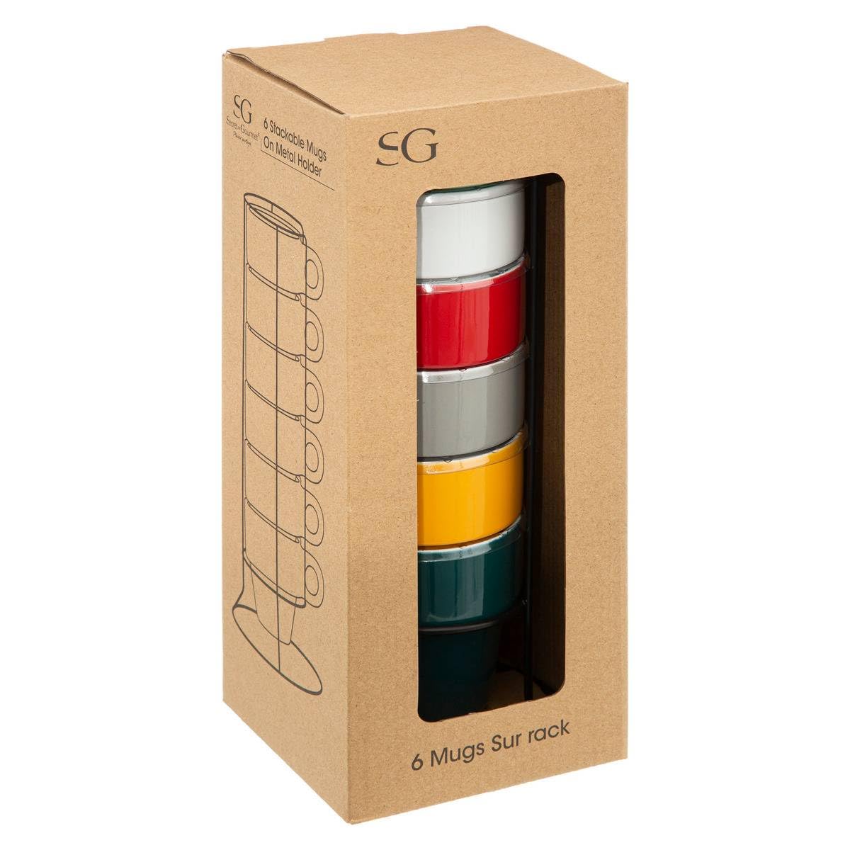 Unbekannt Set 6 TAZAS Con SOPORTE Colores SURTIDOS, Keramik, Mehrfarbig, 9 cm