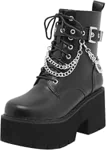 Amazon.com | TNXZ Platform Boots for Women Fashion Block Heel
