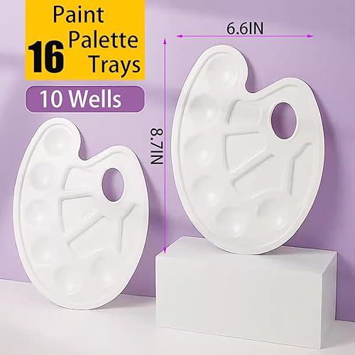 Miniatura 5 de Cedilis Juego de 96 pinceles de pintura, 80 pinceles y 16 bandejas de paleta de pintura para óleo, acuarela, pintura acrílica, niños, estudiantes,