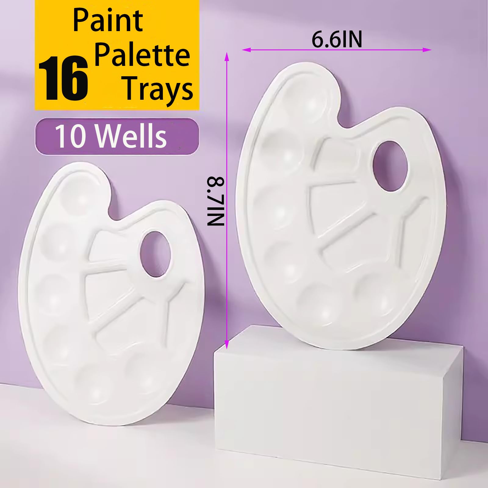 Cedilis Juego de 96 paletas de pinceles de pintura, 80 pinceles y 16 bandejas de paleta de pintura para óleo, acuarela, pintura acrílica, niños, estudiantes, cabezal de cepillo de nailon