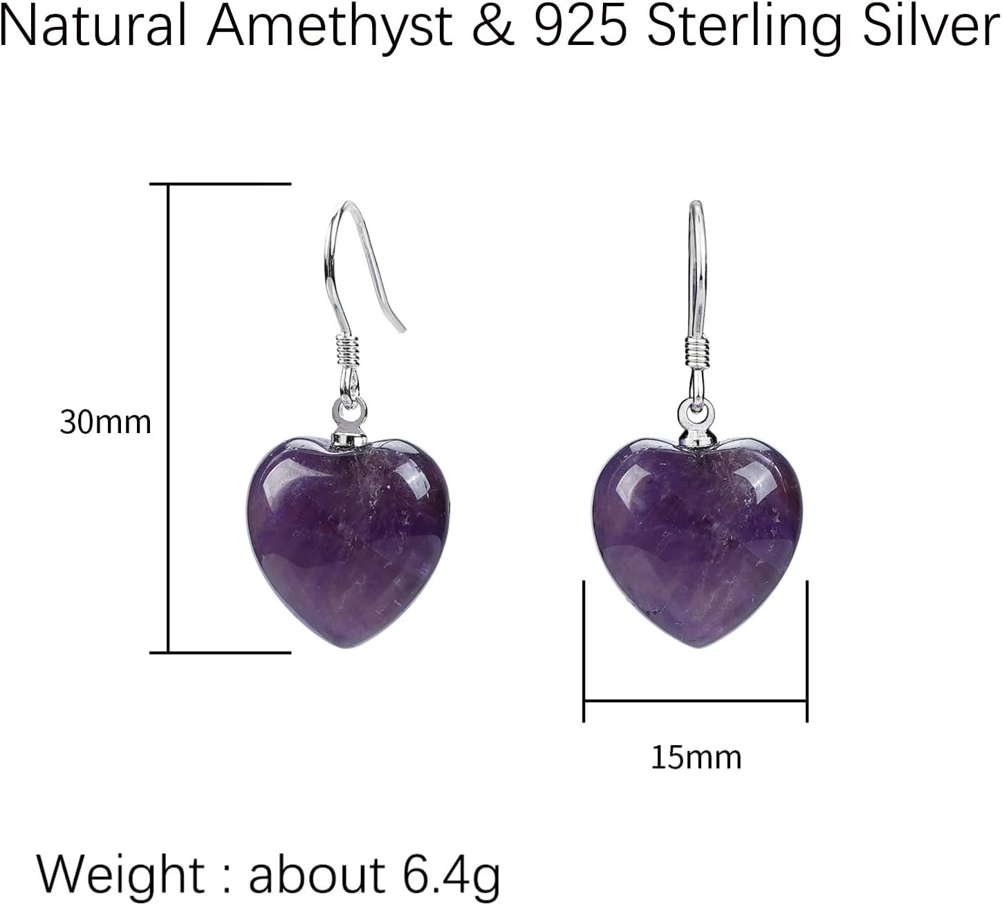 925 Sterling Silver Heart Gemstone Earrings 18K Gold Plated Heart Stone Drop Earrings Natural Stone Jewelry Valentine's Day Gift for Women