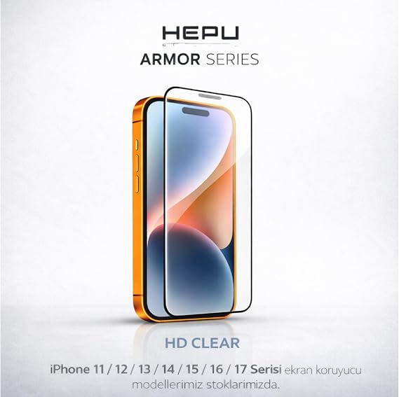 Hepu Armor Premium Apple Iphone Ekran Koruyucu 9H iphone 17/iphone/16 iphone 15/iphone 14/13/12/11 Tüm modeller İçin HD Ekran Koruyucu Darbelere Karşı Dayanıklı Temperli Cam (IPHONE 11/XR)