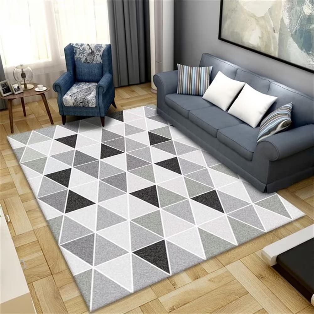 Tapis De Prière Tapis De Noël pour Le Salon Facile à Nettoyer Gris Triangle Motif Géométrique Style Décoration De La Maison Antidérapant Tapis De Chambre 160X230cm