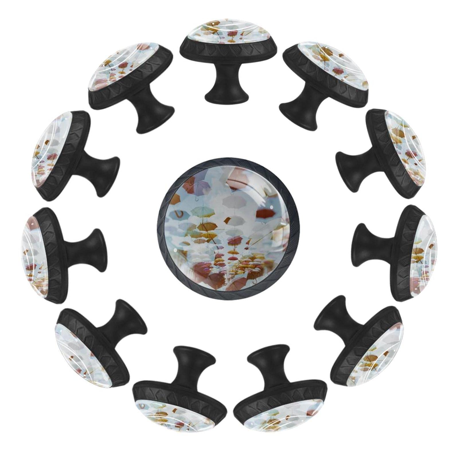 Boutons de cuisine et commode ronds en verre coloré style parapluie AISSO