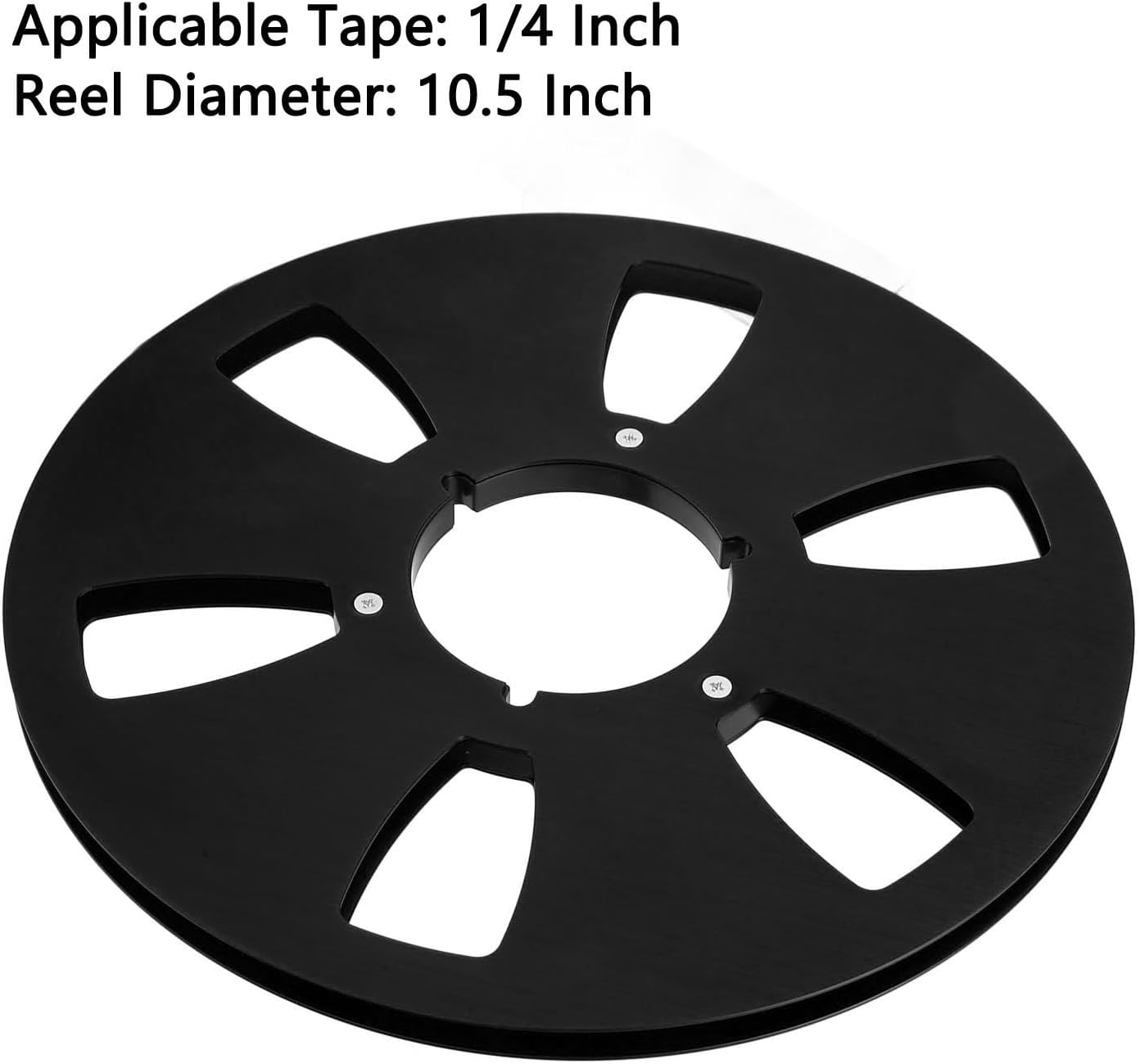 1/4 10.5 Inch Empty Takeup Reel, 6 Hole Aluminum Alloy, Universal Opening for Sound Tape Machines (Black)