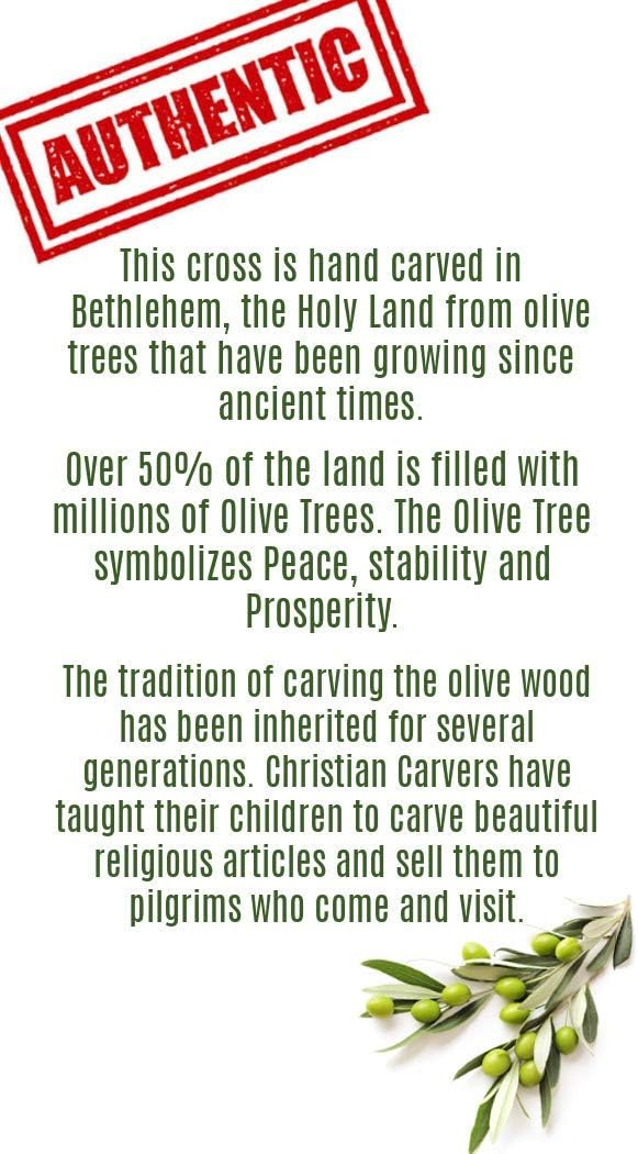 7 Inch Holy Crucifix, Olive Wood Catholic Wall Crucifix Cross Hand Carved in the Holy Land with Mother of Pearl & 4 Lenses with Holy Relics - Unique gift for Christmas or any Special Occasion