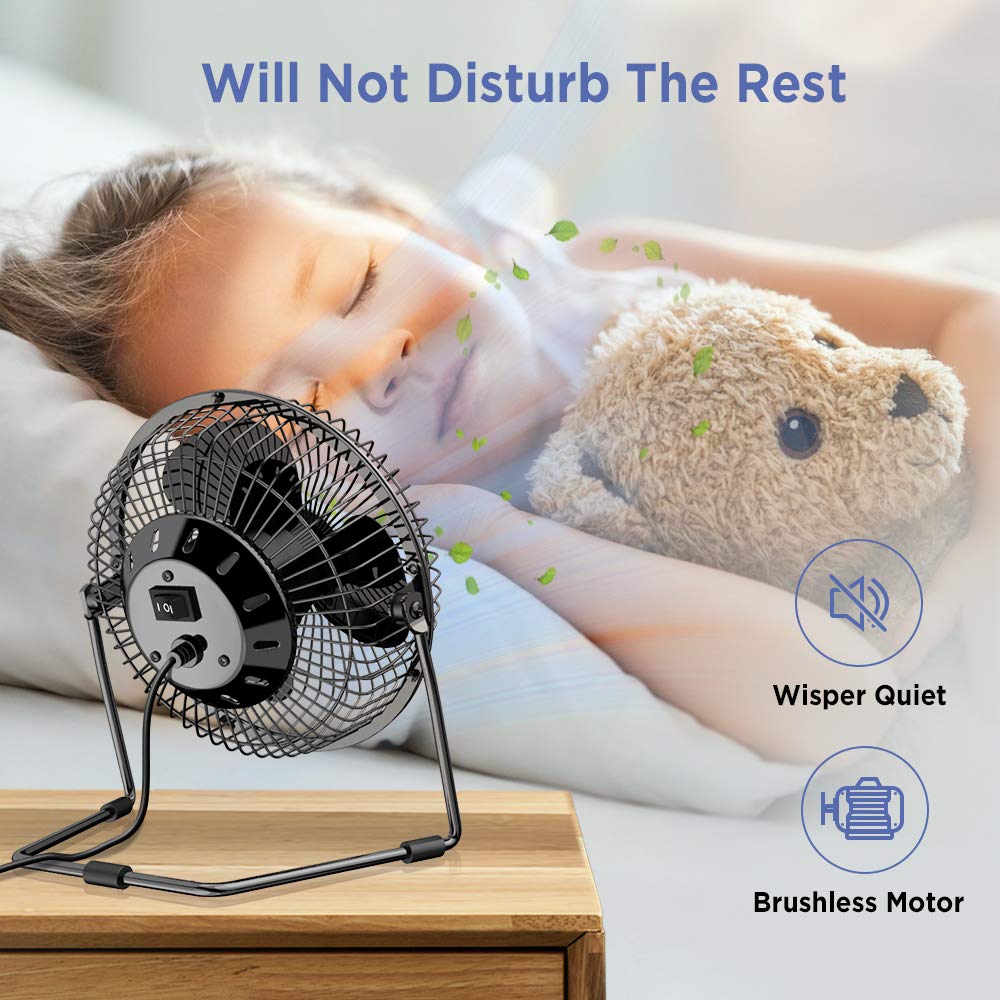 QHQQXN Ventilatore da scrivania USB da 9 Pollici Silenzioso con [Solo 25 Db] Flusso d'Aria Potente e Funzionamento Silenzioso, Ventola di Raffreddamento Portatile 2 velocità Potente Testa Girevole