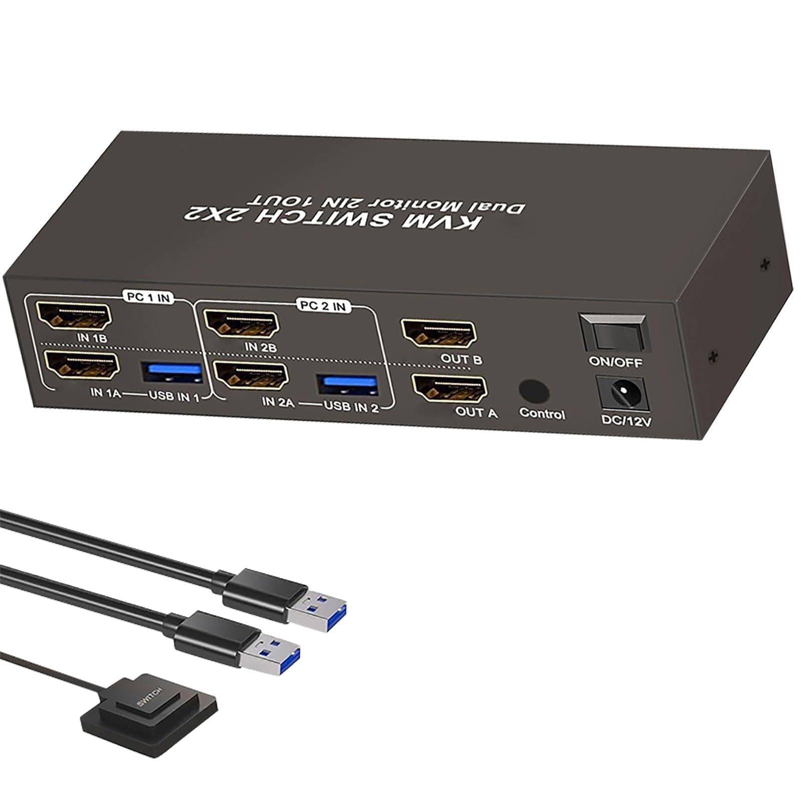 Commutateur KVM double écran vertical HDTV concentrateur USB 3.0 métal - 8