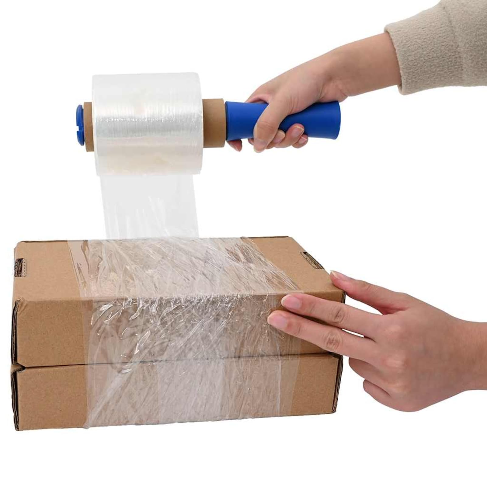 Homgoday Film Estensibile Trasparente con Maniglia 10cm x 150m x 23¦Ìm PE Confezione da 10 Rotoli Facile da Usare per Imballaggio