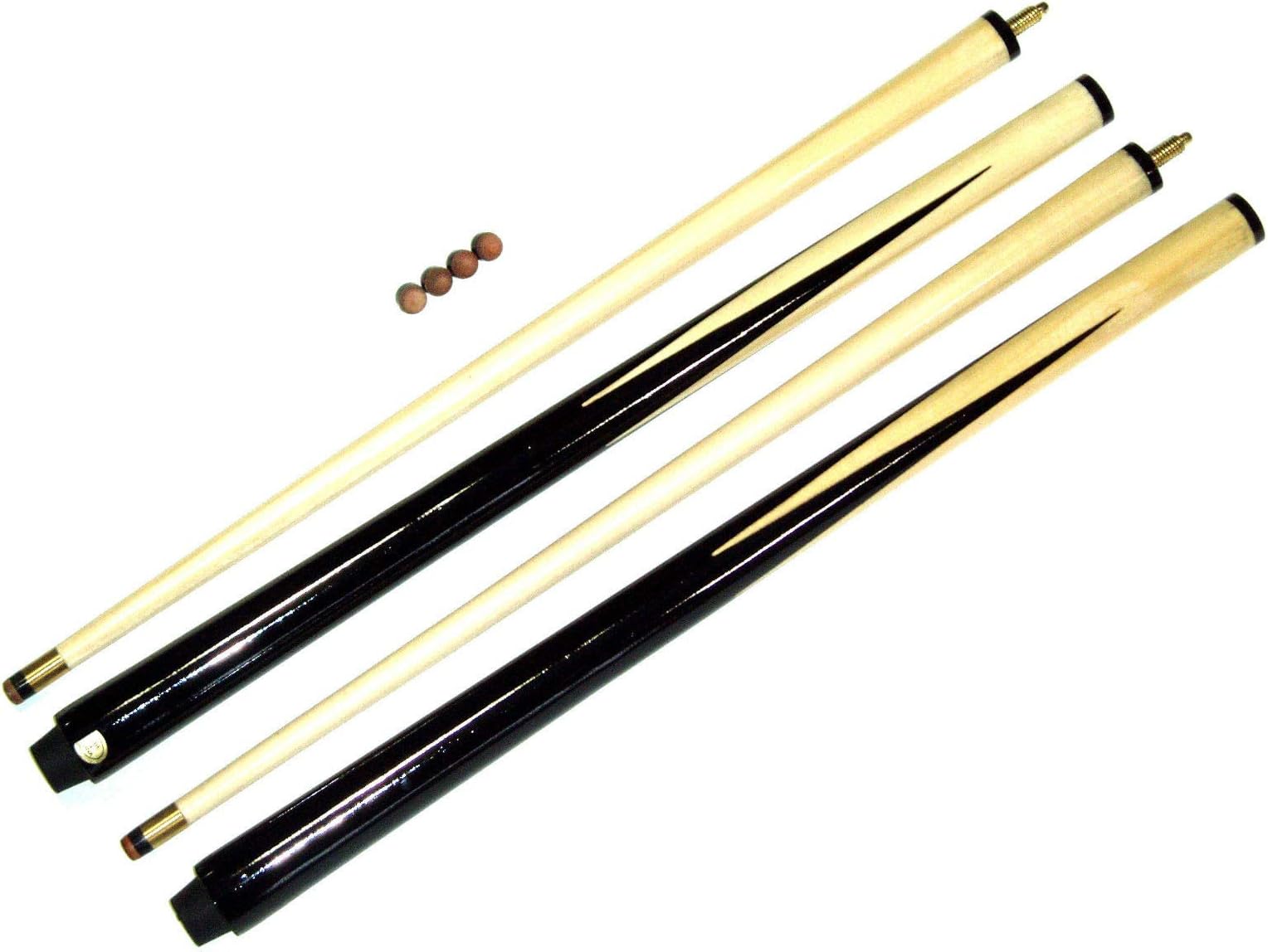 2 x 48" pool /snooker cues ; 2 piece , centre jointed ,11mm tips
