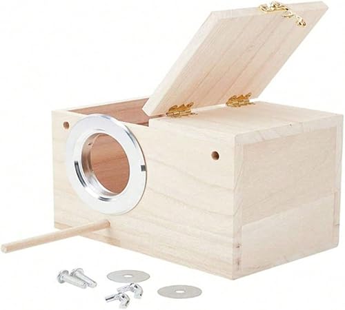 Forher Parakeet Nesting Box Bird House Wood Breeding Box Parrots Mating Box for Lovebirds Budgie Finch Cockatoo Canary and Medium-Sized Birds