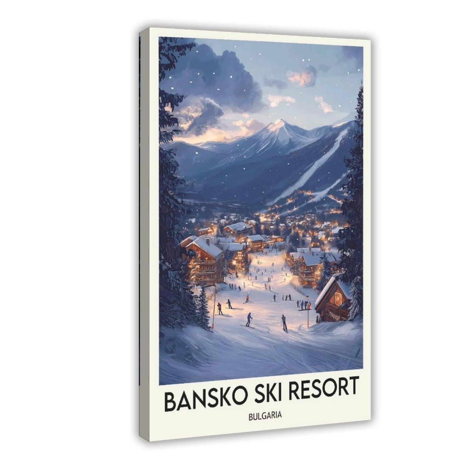 LXWNZE Bansko Ski Resort Poster, Bansko Art Canvas Poster Bedroom Decor Landscape Office Room Decor Gift 16" L X 24" W