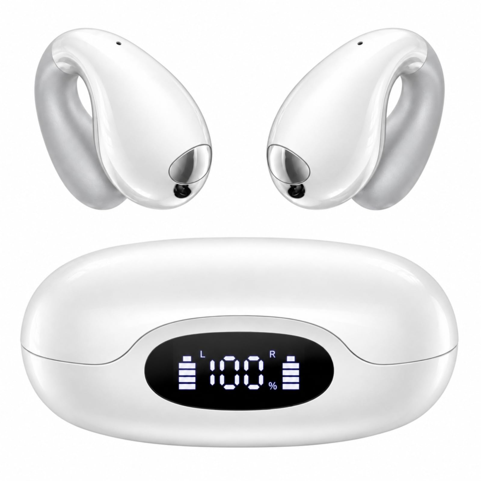 Ultra Open Ear Earbuds, Ergonomic Clip On Headphones for All-Day Comfort