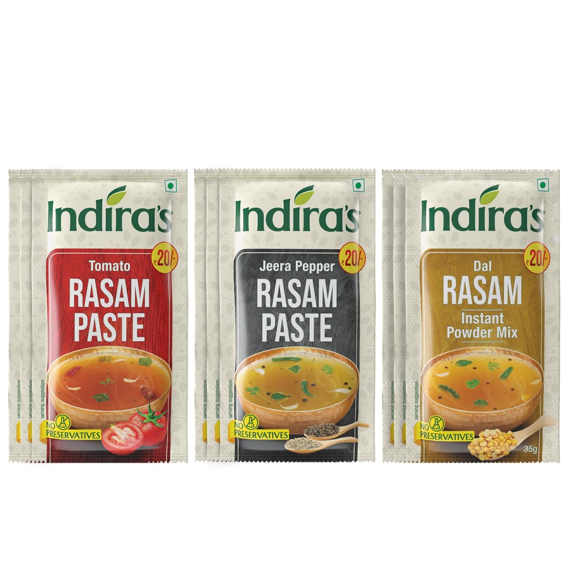 Indiras Instant Rasam Paste Combo: More Flavourful Than Rasam Powder. Just Add Hot Water. 3 Tasty Flavours: Tomato (50gX3), Pepper (50gX3) & Dal (35gX3) (B08C31B6HV) Amazon Price History, Amazon Price Tracker