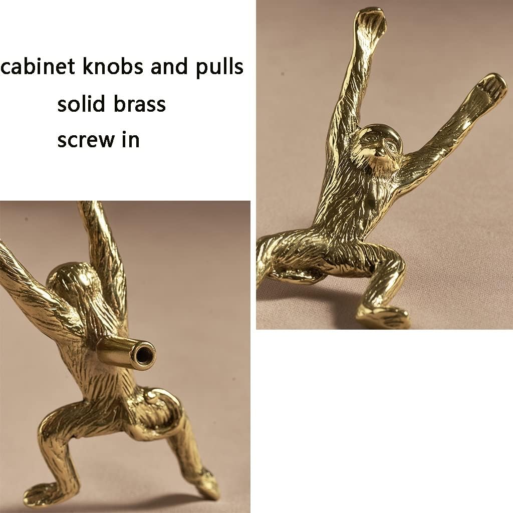 Cabinet Knobs Monkey Dresser Knobs Drawer Decorative Knob Golden Cabinet Pull Handle Furniture Knob Handles for Kitchen Bathroom Cabinet Door (Color : Gold, Size : 2 Pairs)