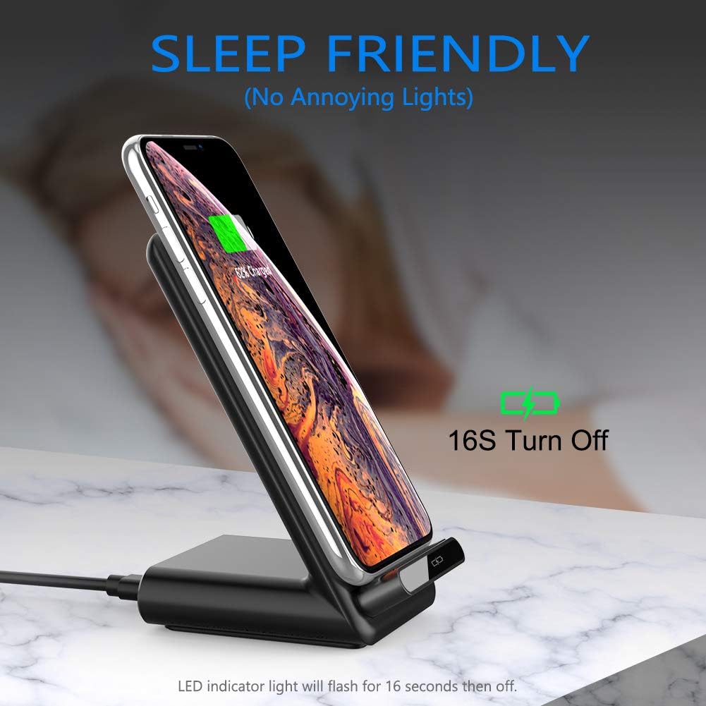 Yootech Fast Wireless Charger,10W Max Wireless Charging Stand,Compatible with iPhone 13/13 Pro/13 Mini/13 Pro Max/SE 2022/12/SE 2020/11/XR/XS/X/8,Galaxy S22/S22 Ultra/S21/S20/S10(No AC Adapter)