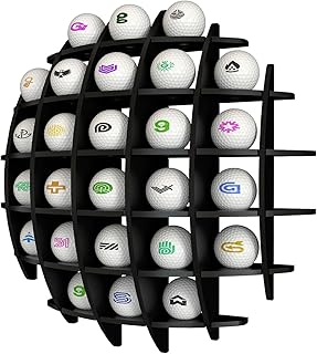 ゴルフボールディスプレイケースアクリル、球形ゴルフボールディスプレイラック、ゴルフボールディスプレイケース壁掛け、ゴルフボールケースディスプレイ最大26個のゴルフボール(ブラック)