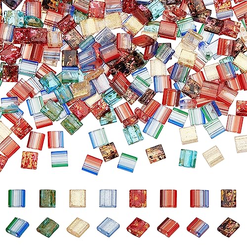 SUNNYCLUE 1 Box 320Pcs 8 Style 5 * 5mm Tila Beads Flat Square Beads 2-Hole Glass Seed Beads Opaque Spacer Loose Beads for Multi-Strand Jewelry Making DIY Craft Bracelet Necklace Earrings Embroidery