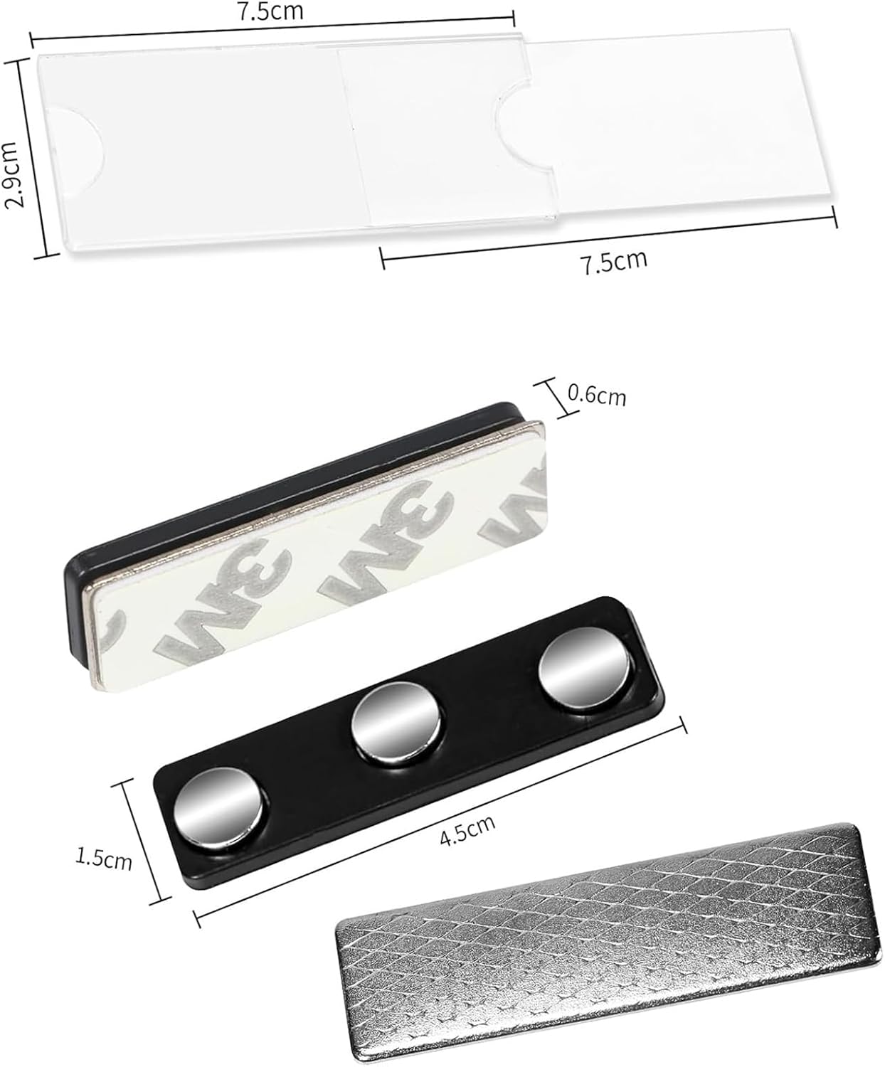 Magnetic Name Tags Kit, Reusable Magnetic Badge with Strong Neodymium Magnets, Clear Acrylic Sign Holder, 3M Adhesive Tape for Name Tag ID Badge at Business,Events,School (30 Pack)