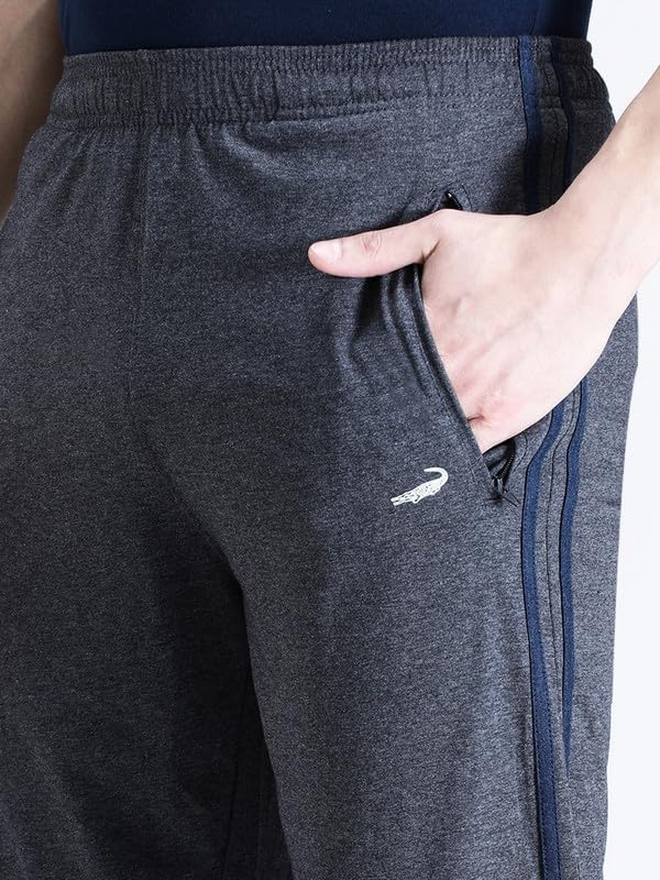 Image of CROCODILE Men Solid Slim Fit Track Pant | Single Jersey Fabric | Drawstring Waist | 3 Pockets
