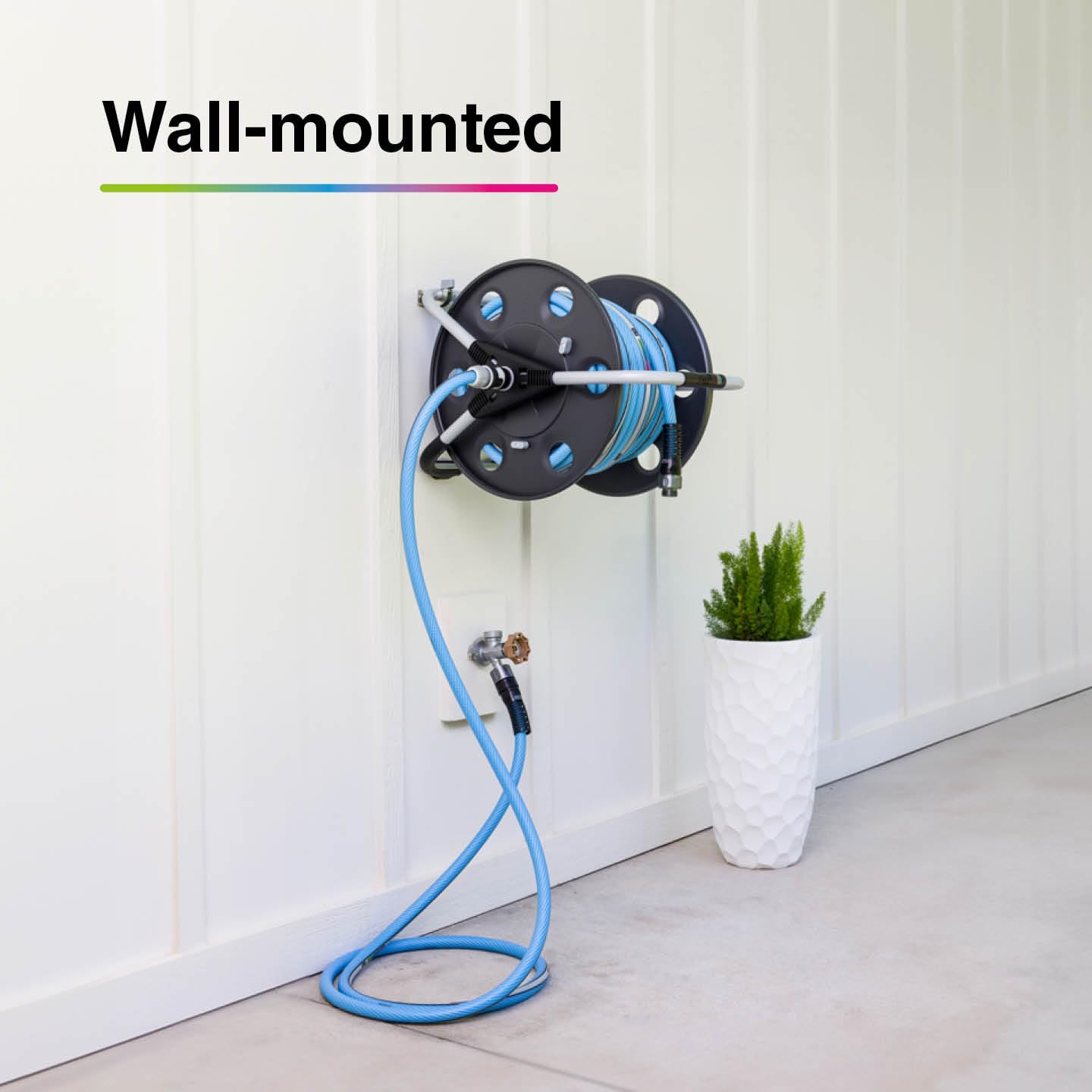 FITT Quantum - Carrete de manguera de metal duradero y móvil para montaje en suelo o pared, con manguera de agua NTS duradera, a prueba de torceduras y ultra flexible de 100 pies x 5/8 pulgadas