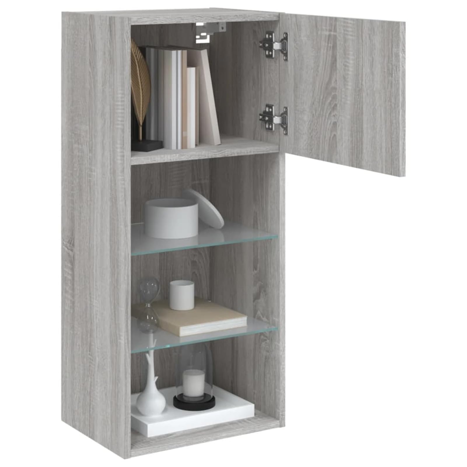 Gecheer TV-Schränke mit LED-Leuchten 2 STK. Grau Sonoma 40,5x30x90 cm, Moderne TV Lowboard Wohnwand Fernsehschrank für Home-Cinema Gamerzimmer Wohnungen Büro837054