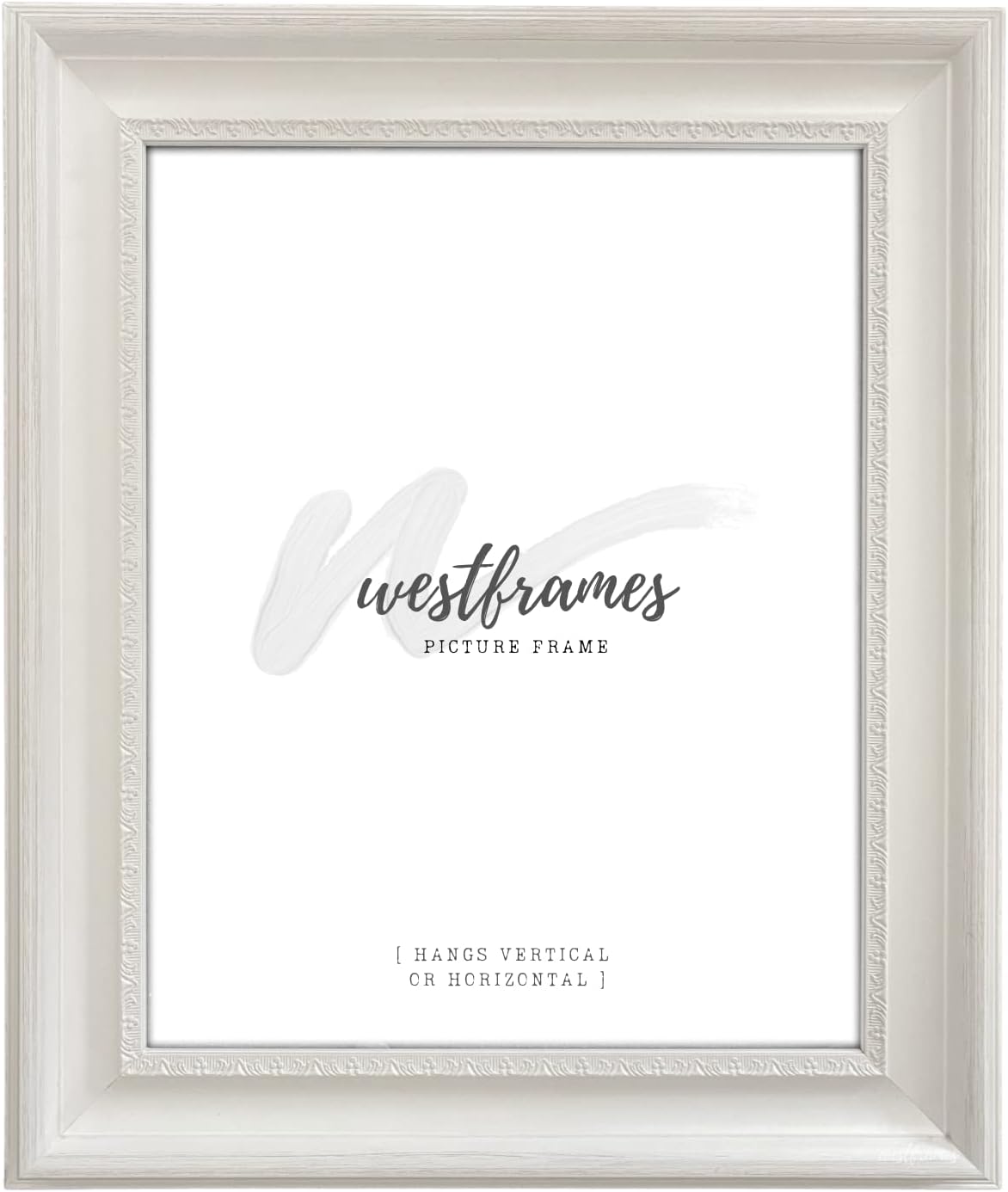 West Frames Stella Modern Vintage Ornate Wall Picture Frame 3" Wide (White, 16" x 20" Empty Frame Only, No Plexiglass)