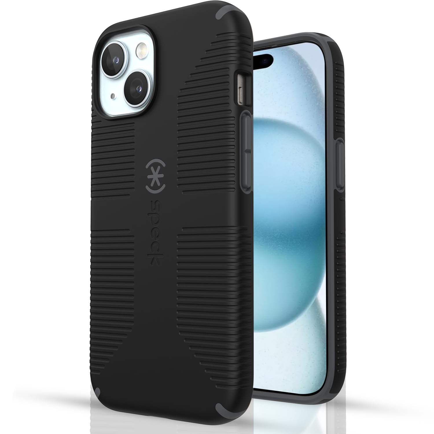 Speck iPhone 15 Plus Case - Built for MagSafe, Drop Protection Grip – for iPhone 15 Plus & iPhone 14 Plus - Scratch Resistant, Soft Touch, 6.7 Inch Phone Case - CandyShell Grip Black/Slate Grey