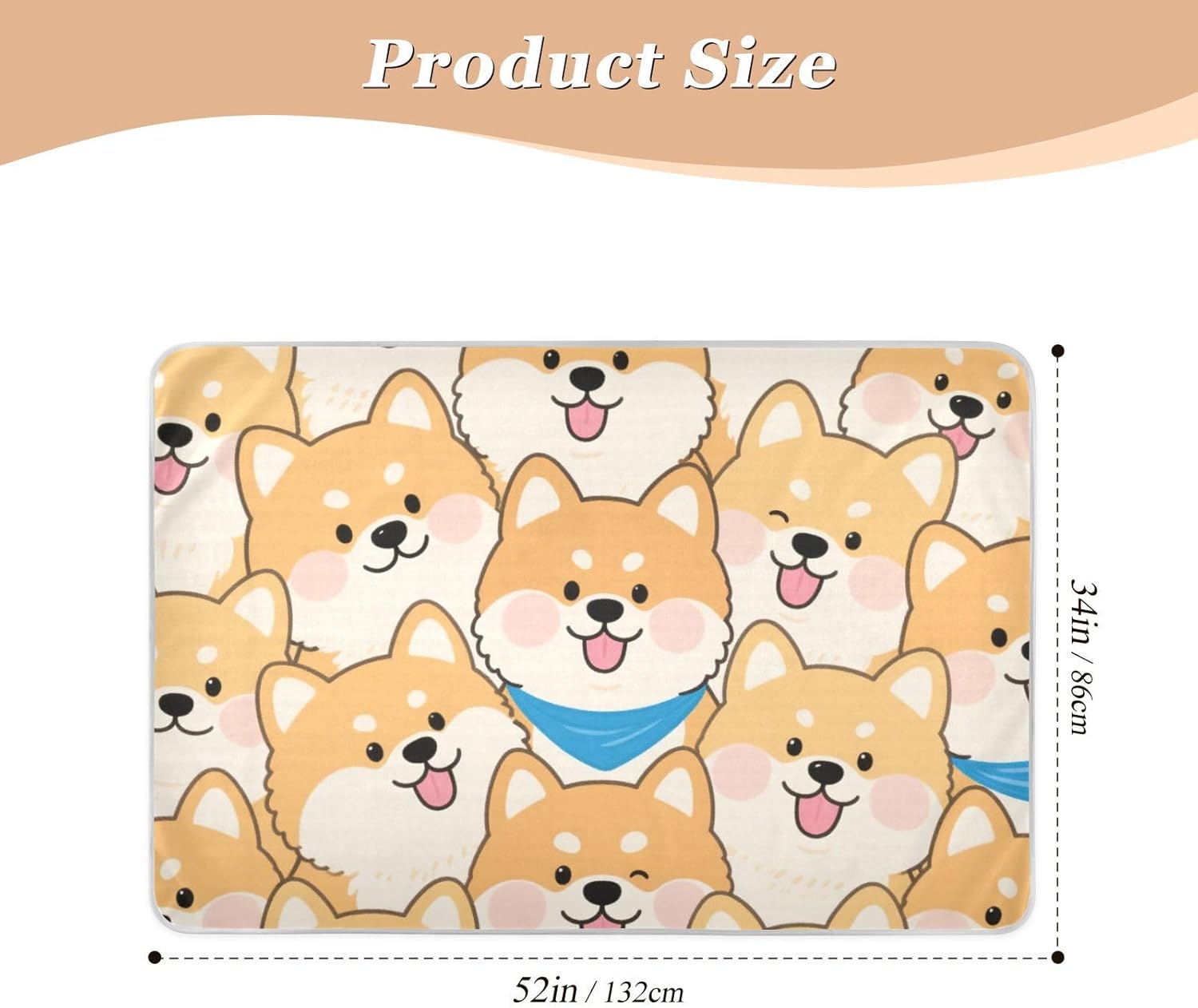Cute Cartoon Shiba Inu Dog Extra Large Resuable Baby Bed Pad Water Resistant Mattress Pad Skin-Friendly Incontinence Pads for Baby Boys Girls , 52" L x 34" W