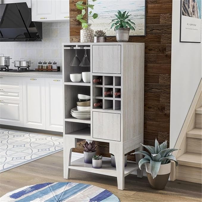 Estante para Vinos de Madera Contemporáneo Pemberly Row, Acabado Roble Blanco miniatura 2