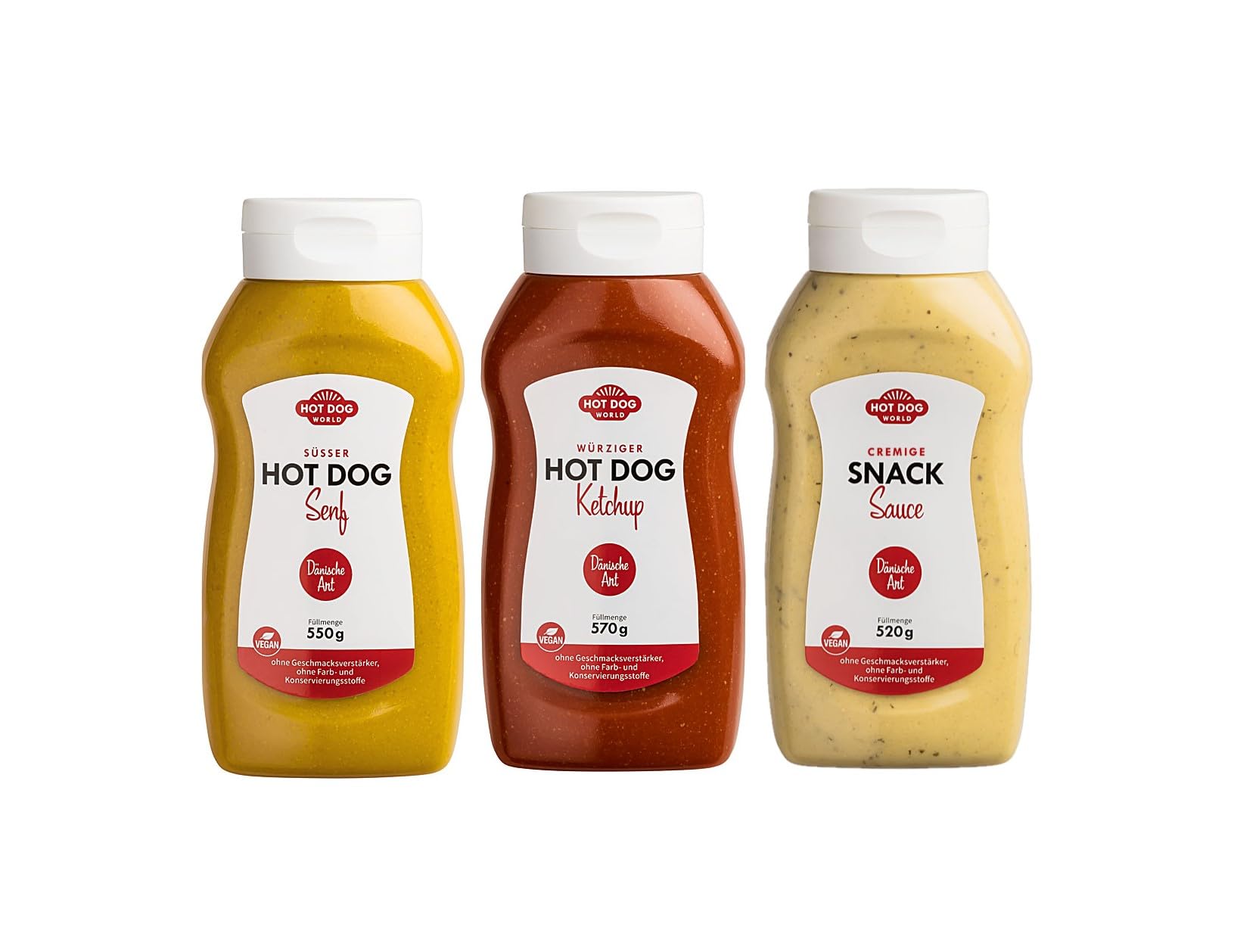 HOT DOG WORLD - dänisches Saucen-Set, 3er Pack (1560 ml)