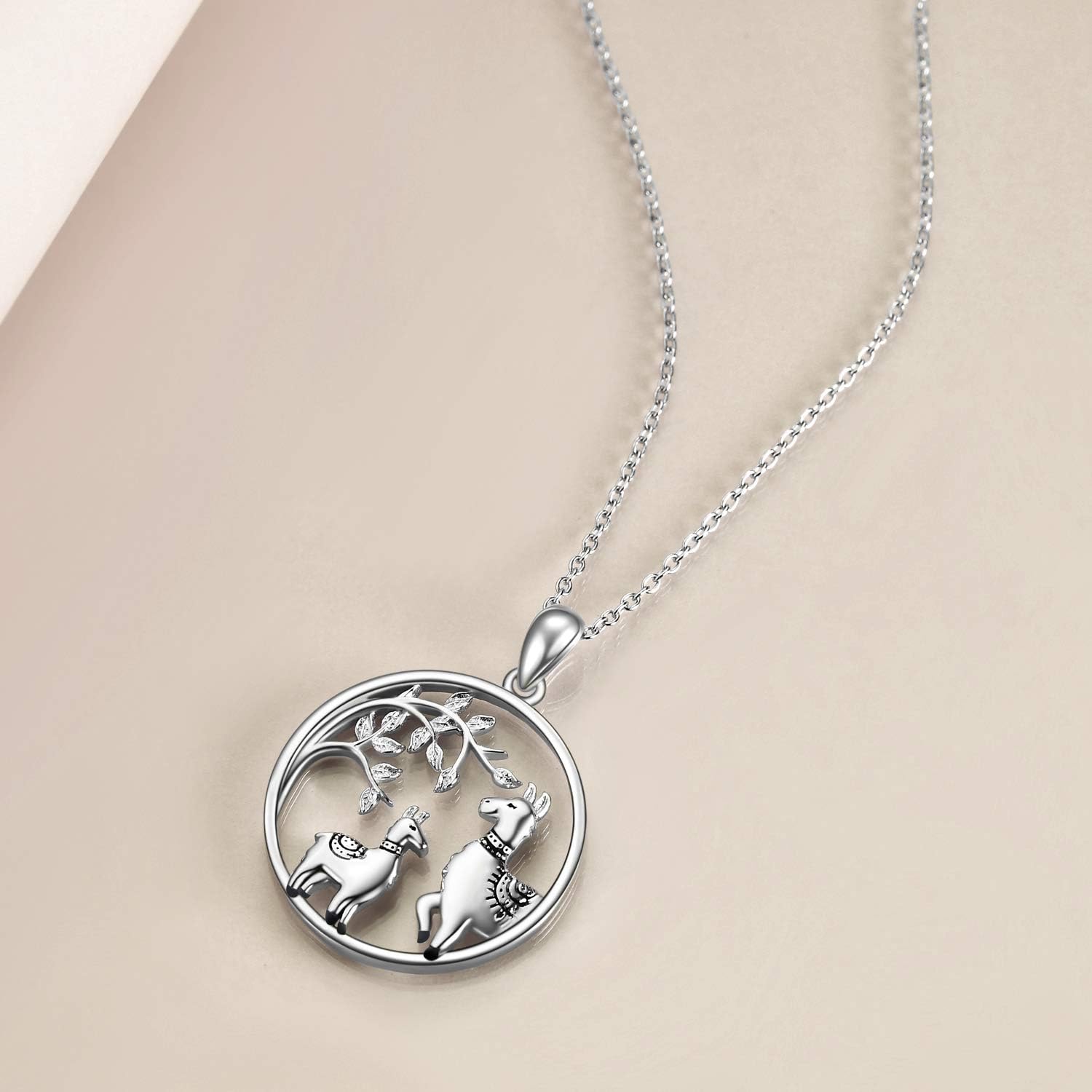 Miniatura 2 de ONEFINITY Llama Gifts - Collar de plata de ley 925 con colgante de alpaca de cristal para mujer, regalo de mamá y niña