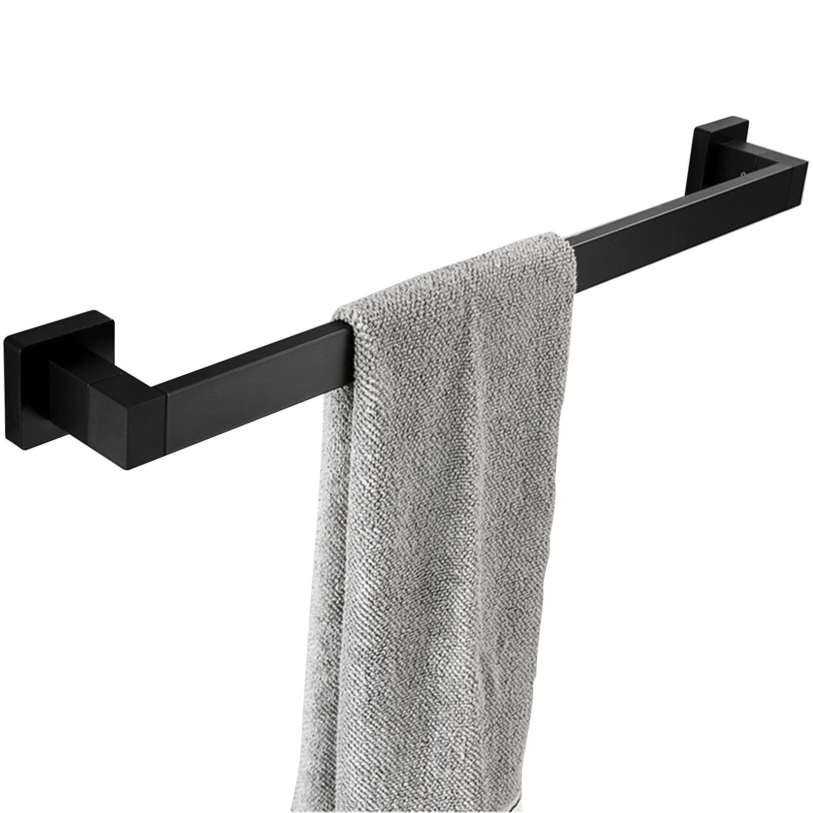 Barre porte-serviettes carrée noire 50 cm pour salle de bain