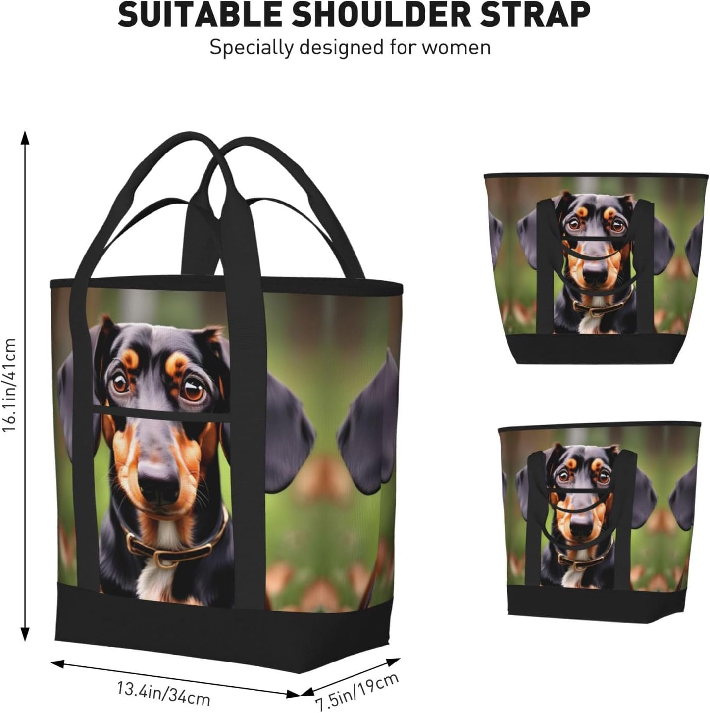 Dachshund Weiner Pet Dogs Print Large Cooler Bag Tote Bag,Reusable Grocery Bag,Lunch Box Bag, For Picnic Beach Camping